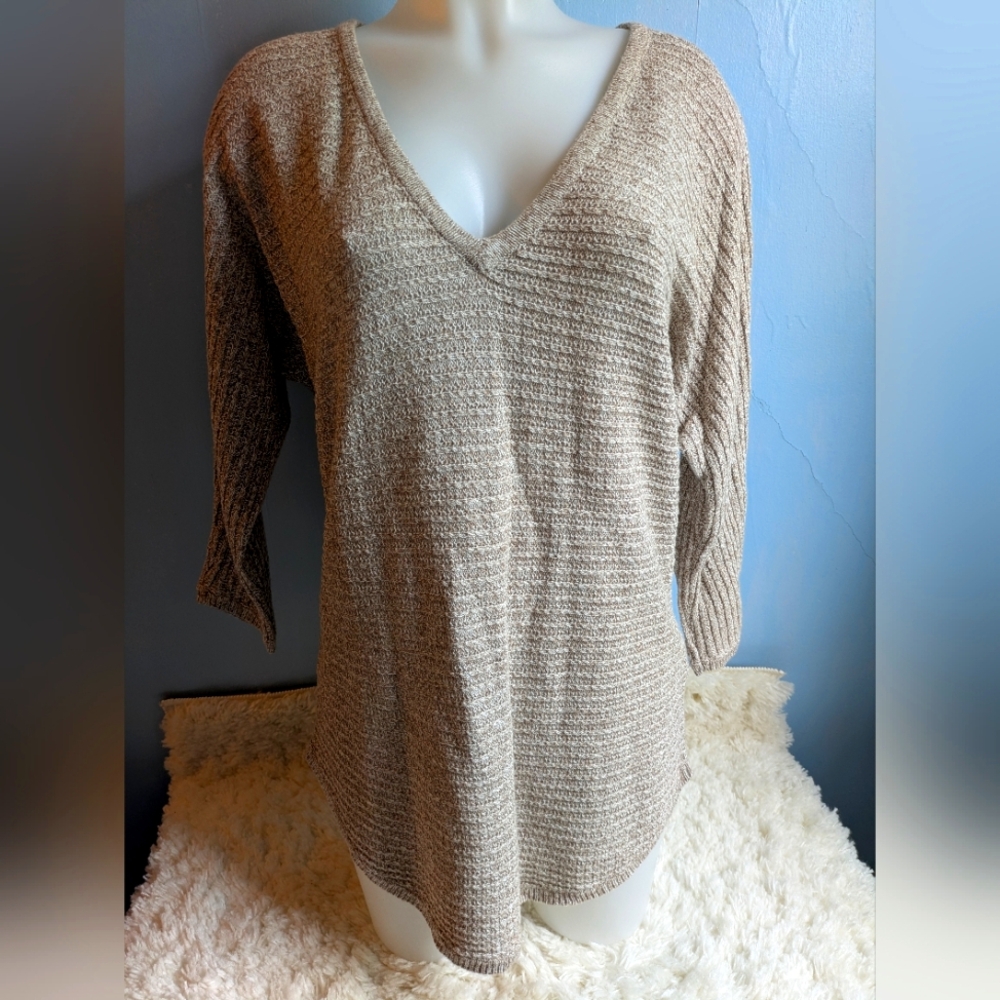 NWT New York & Company Size Medium Beige V-Neck Sweater